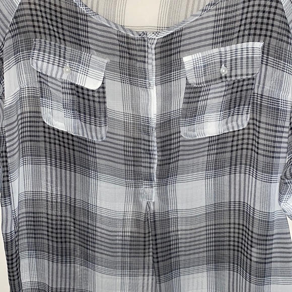 Old Navy Long Sleeve Plaid Sheer Top - Picture 2 of 6